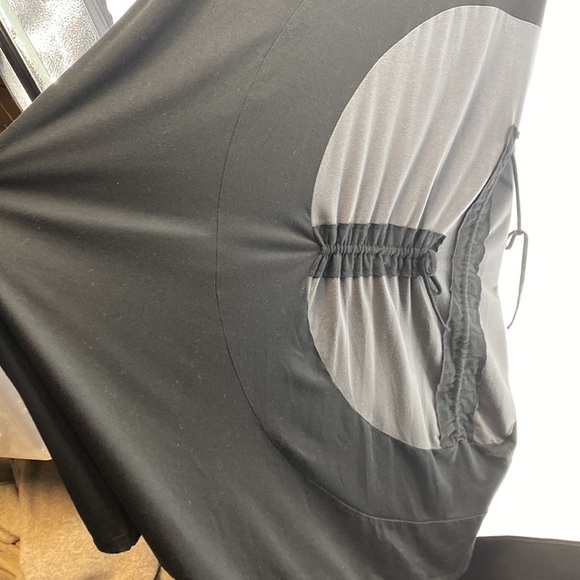 Comfy USA black grey cinched midi dress lagenlook - Picture 5 of 8